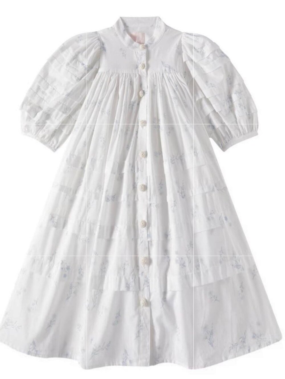 Petite Amalie NWT Girls White Floral Puff Sleeve Button Front Dress 16
